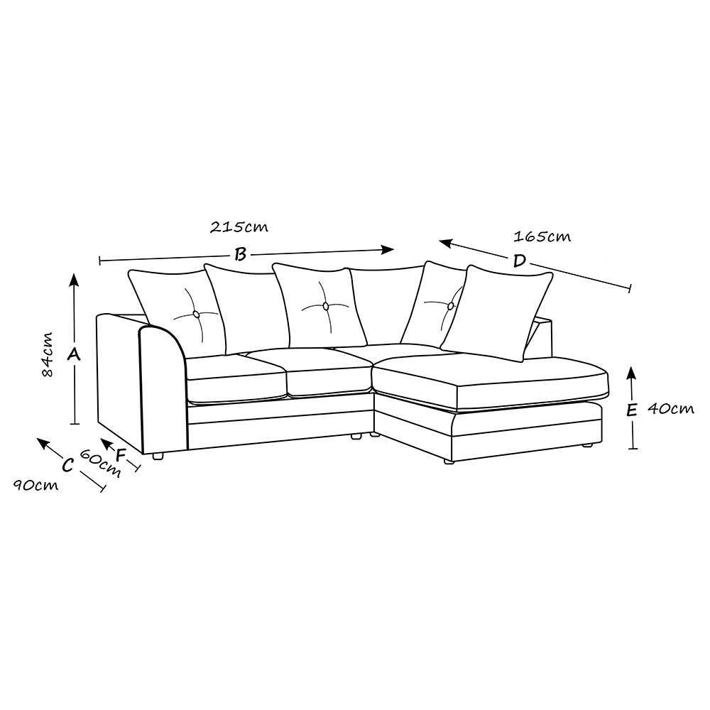 Portland Mirana Modern 3 Seater Blue Plush Velvet Right Hand Corner Sofa Image 3