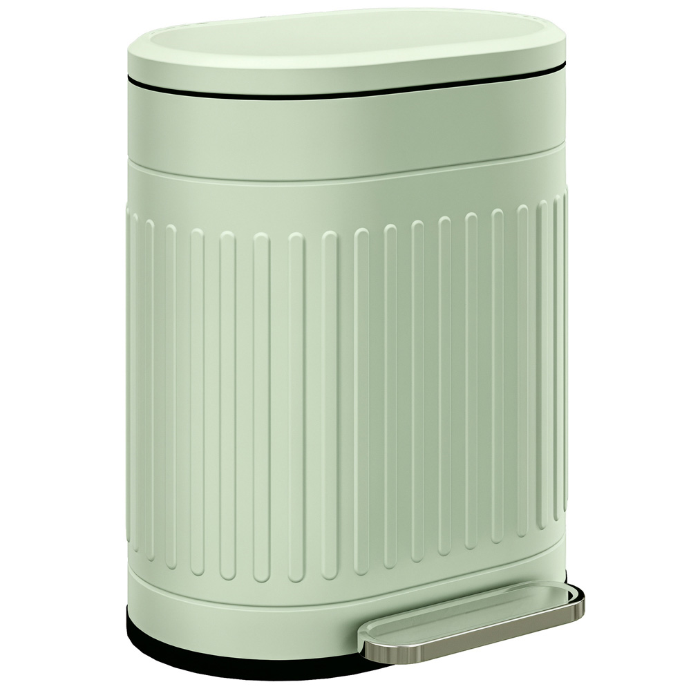 HOMCOM Light Green Metal Pedal Kitchen Bin with Soft Close Lid 20L Image 1