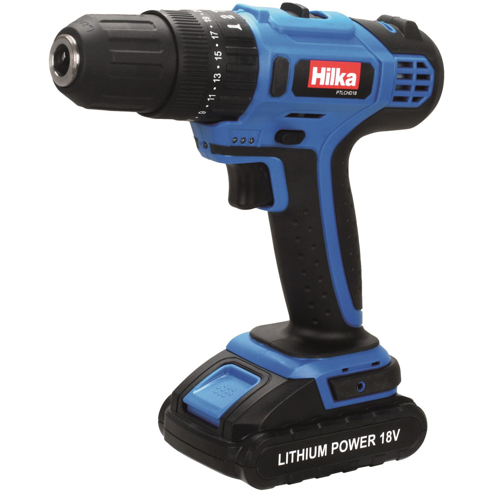 Hilka 18V Lithium-Ion Cordless Hammer Drill with BMC Case Image 1