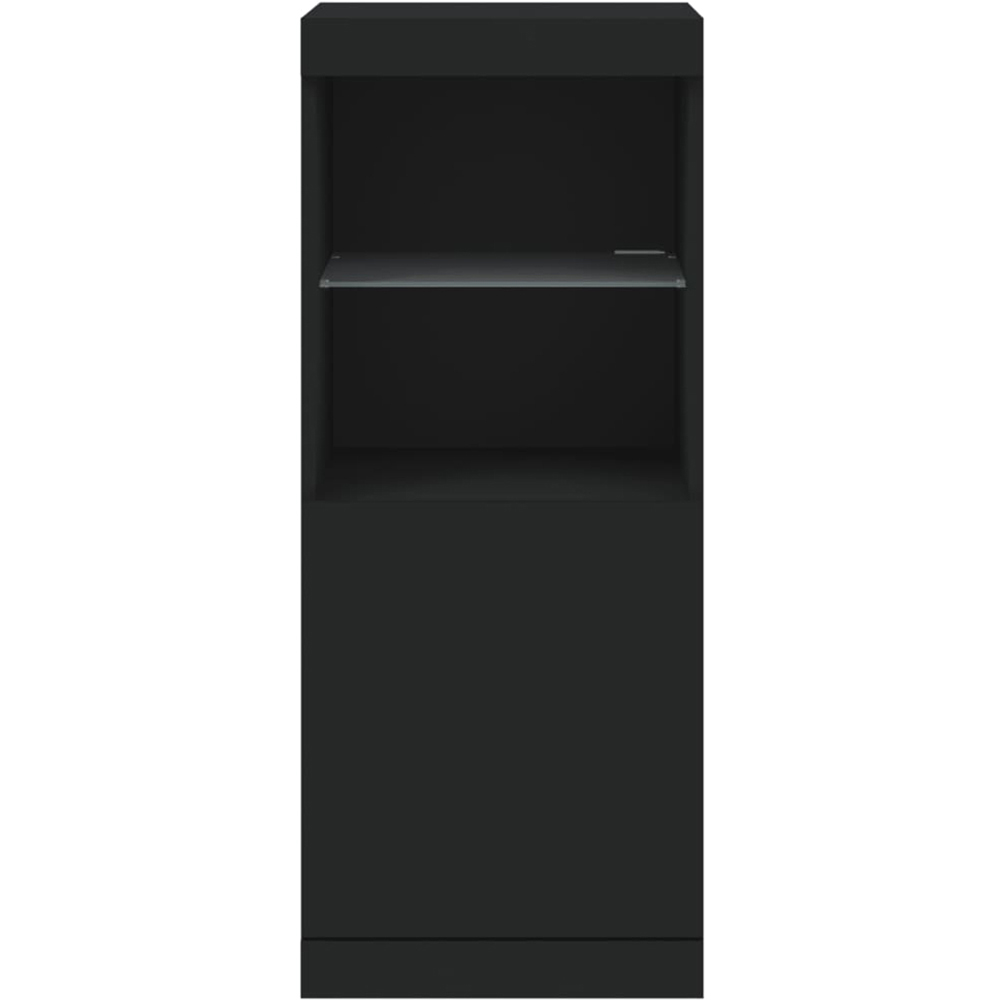 vidaXL Single Door 2 Shelf Black Wooden Sideboard with LED Lights Image 3