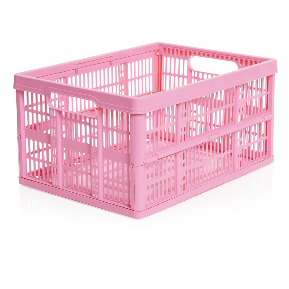 Wilko Fold Flat Pink Crate Image