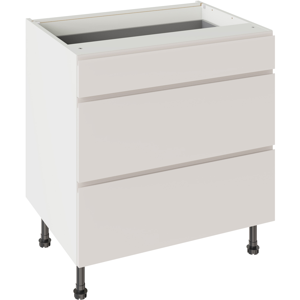 Kitchen Kit J-Pull Matt Light Grey 3 Drawer Base Kitchen Cabinet Flatpack 800mm Image 1