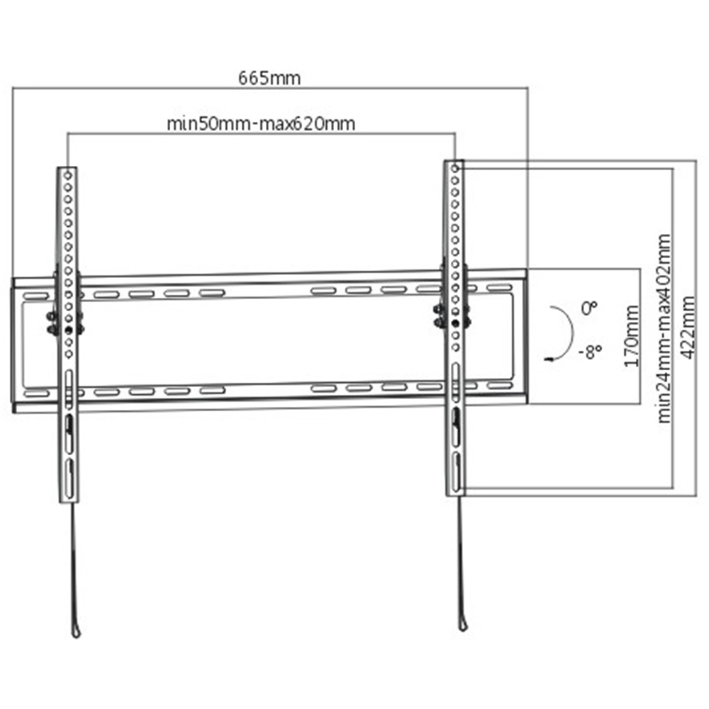 ProperAV Black 37 to 75 Inch Ultra Slim Tilting TV Bracket Image 9