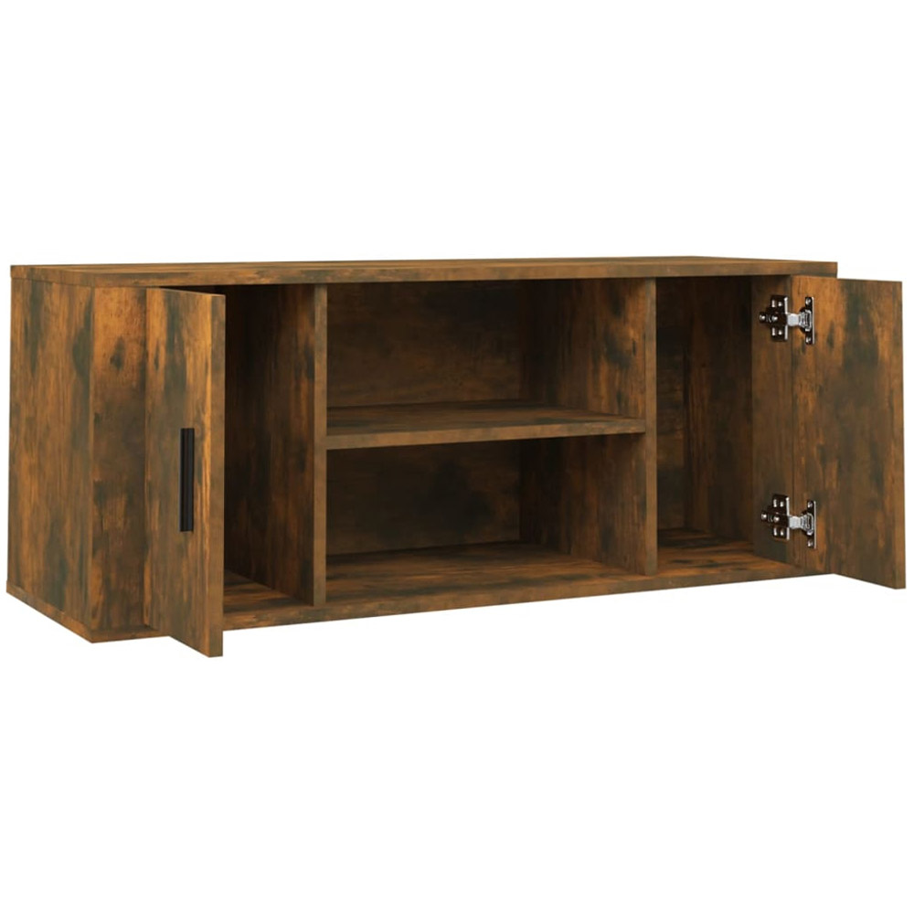 vidaXL 2 Door 2 Open Shelf Smoked Oak TV Cabinet Image 6
