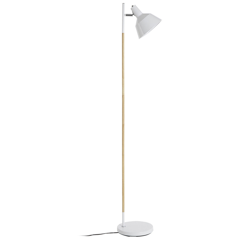 Premier Housewares White Wood and Metal Floor Lamp Image 1