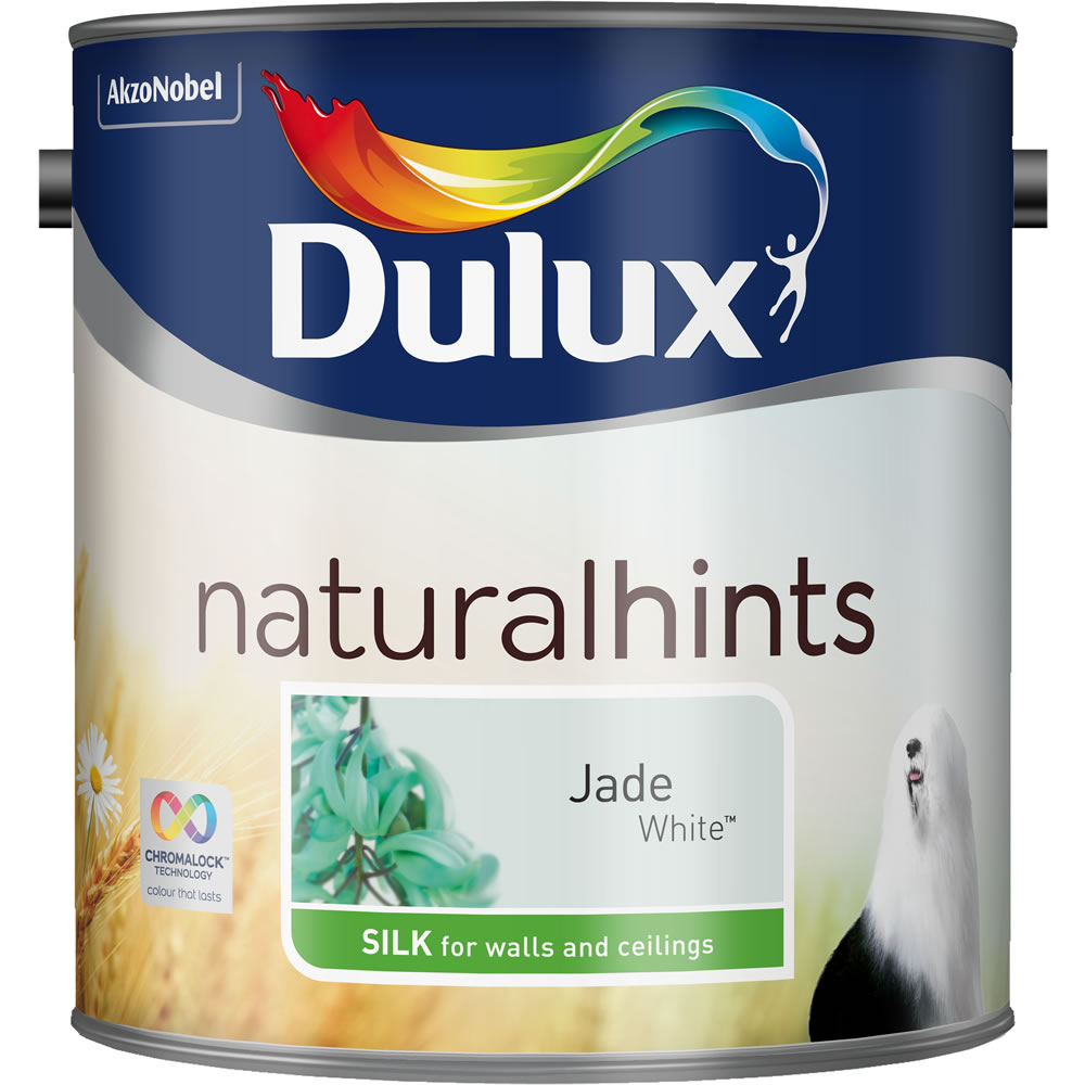 Dulux Jade White Silk Emulsion Paint 2.5L Image 1
