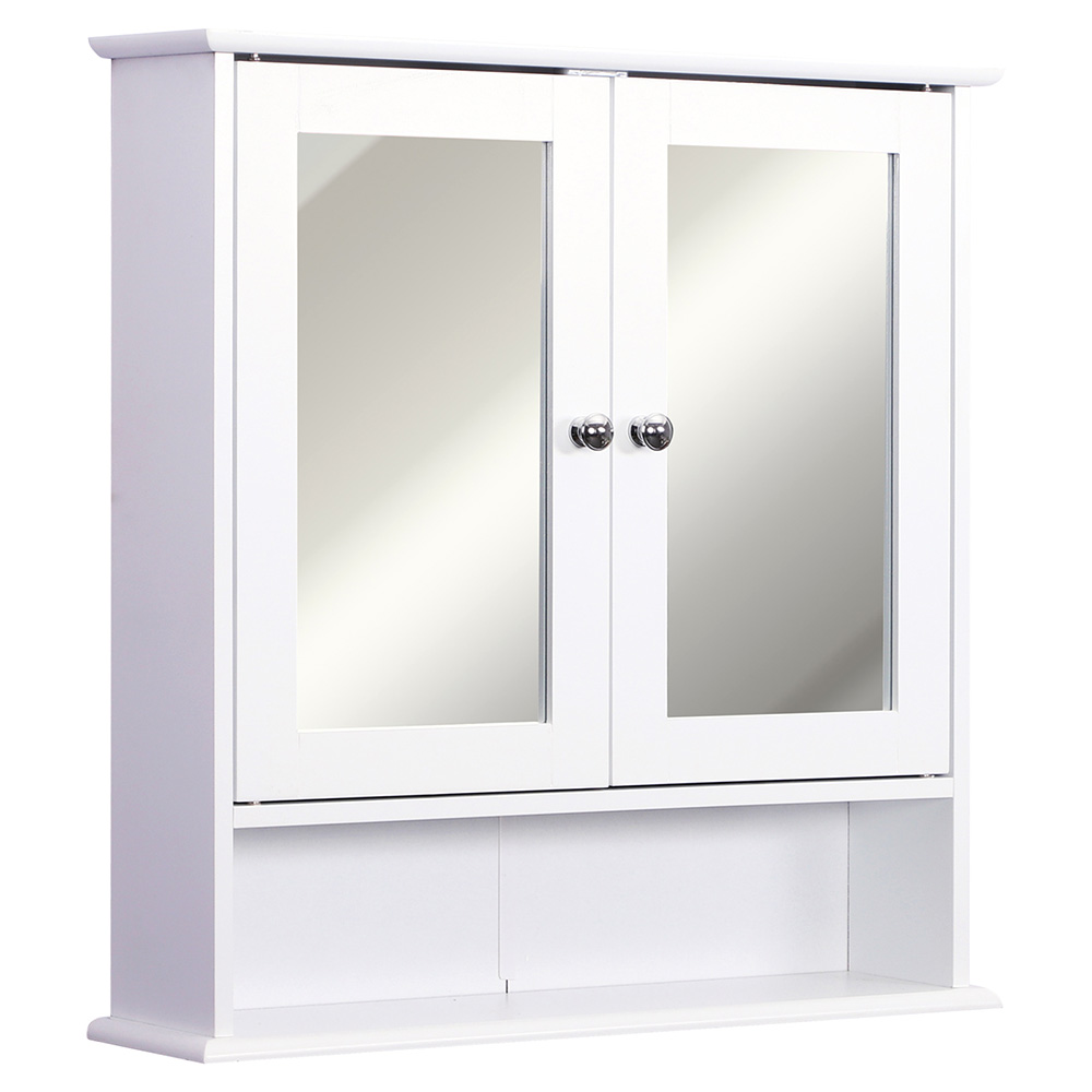 Kleankin White 2 Door Mirror Bathroom Cabinet Image 2