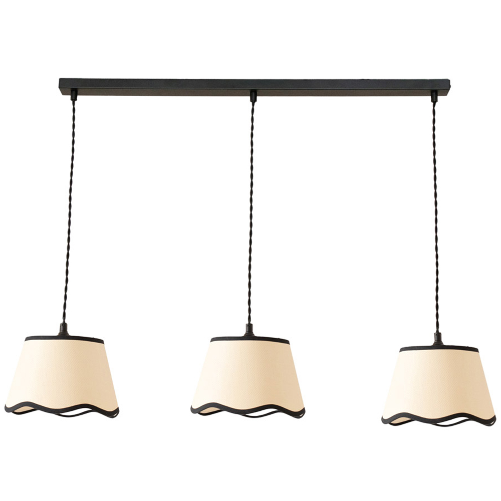 ValueLights Dutton Black Trim Scallop 3 Drop Black Diner Ceiling LED Pendant Light Image 1