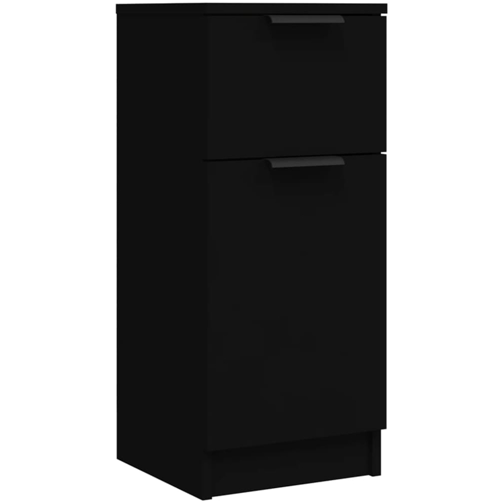 vidaXL Single Door Single Drawer Black Wooden Sideboard Image 2