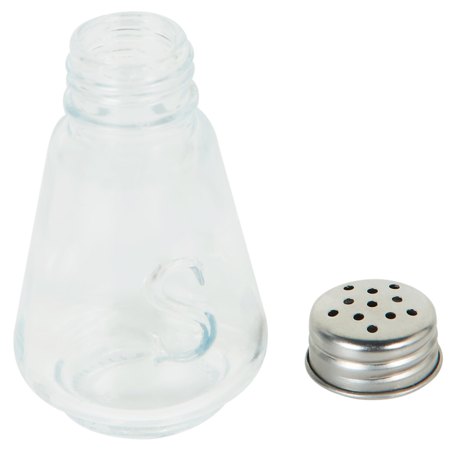 Glass Salt and Pepper Shaker with Stainless Steel Lid - Clear / Salt Image 4