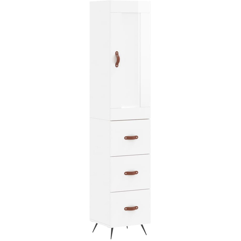 vidaXL Single Door 3 Drawer White High Gloss Highboard Image 2