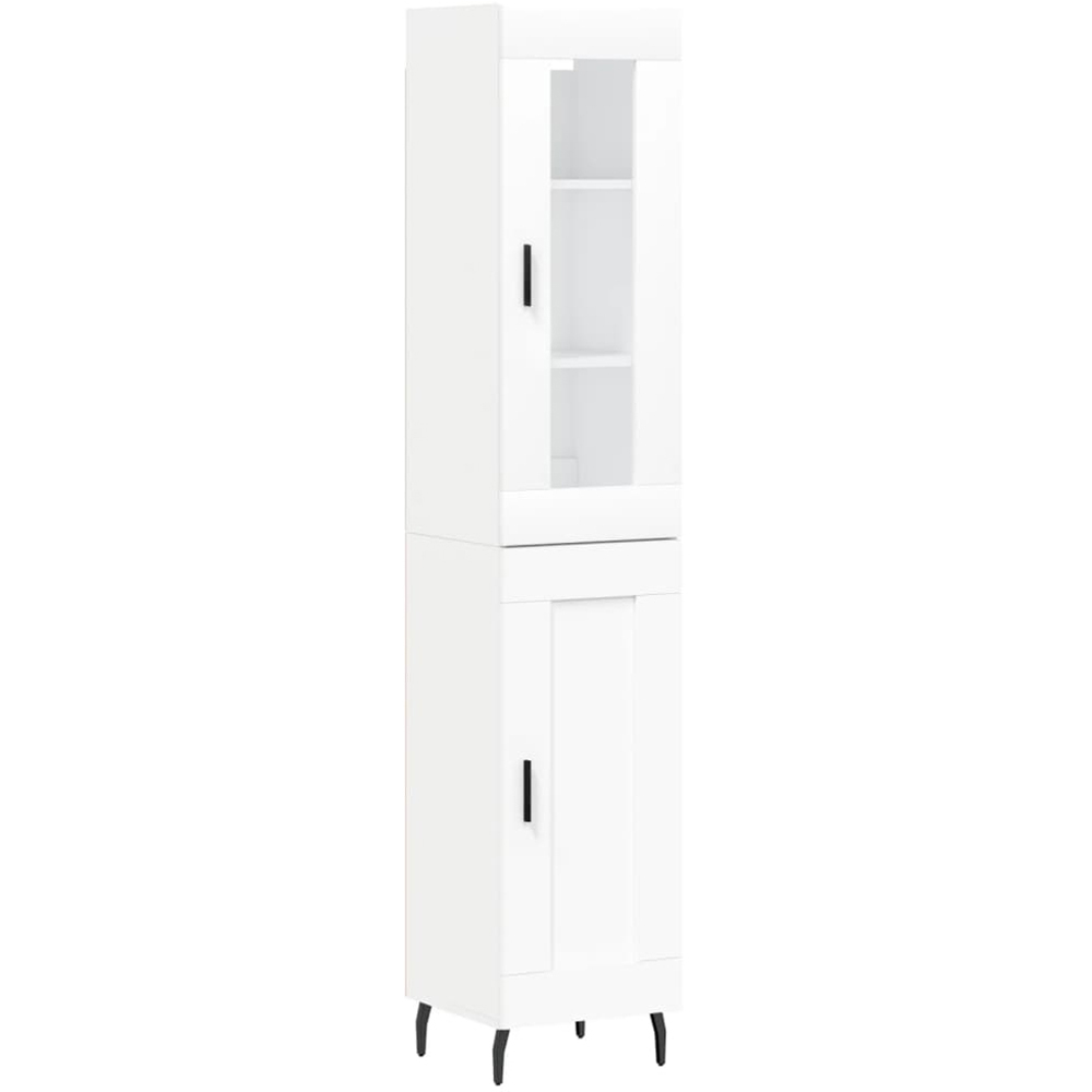 vidaXL 2 Glass and Wood Door 6 Shelf White Highboard Image 2