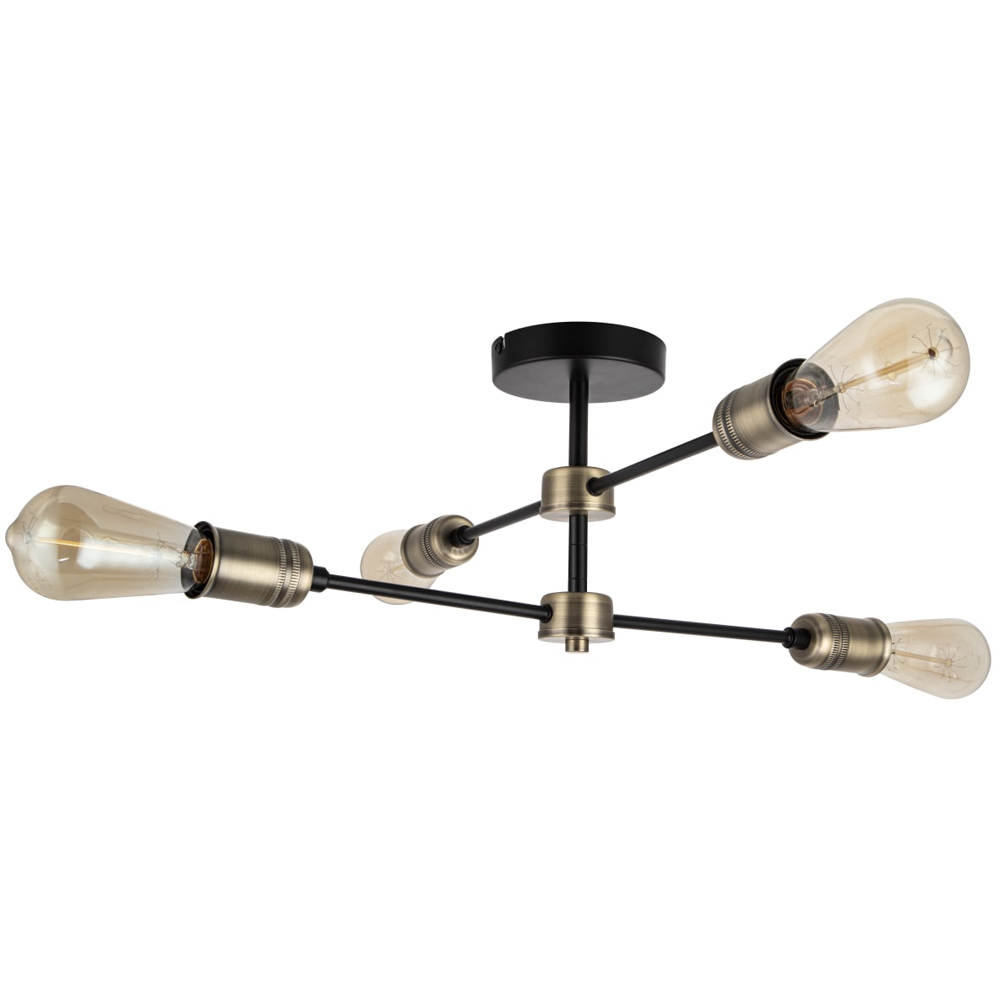 Cosylyte Linton 4 Light Matt Antique Brass Ceiling Light Image 1