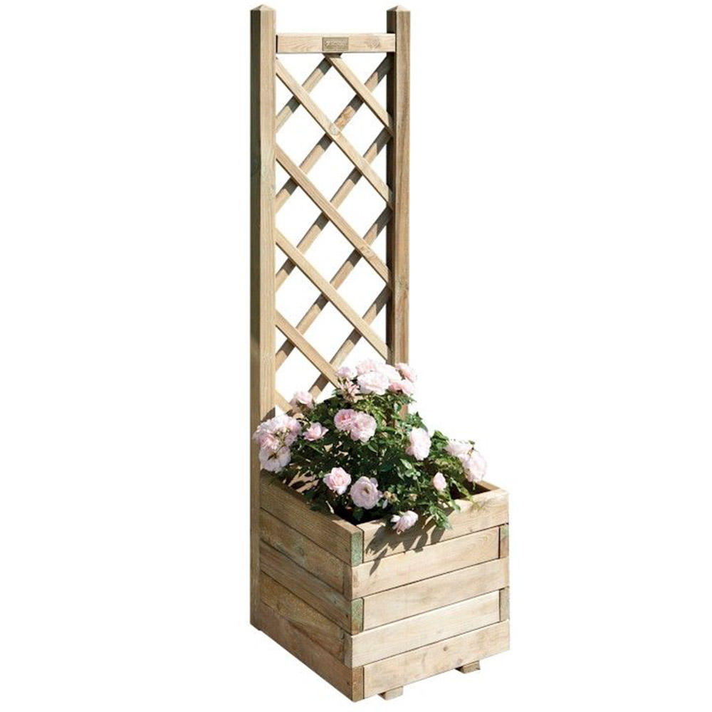 Rowlinson Wooden Outdoor Square Planter with Lattice 40cm Image 1