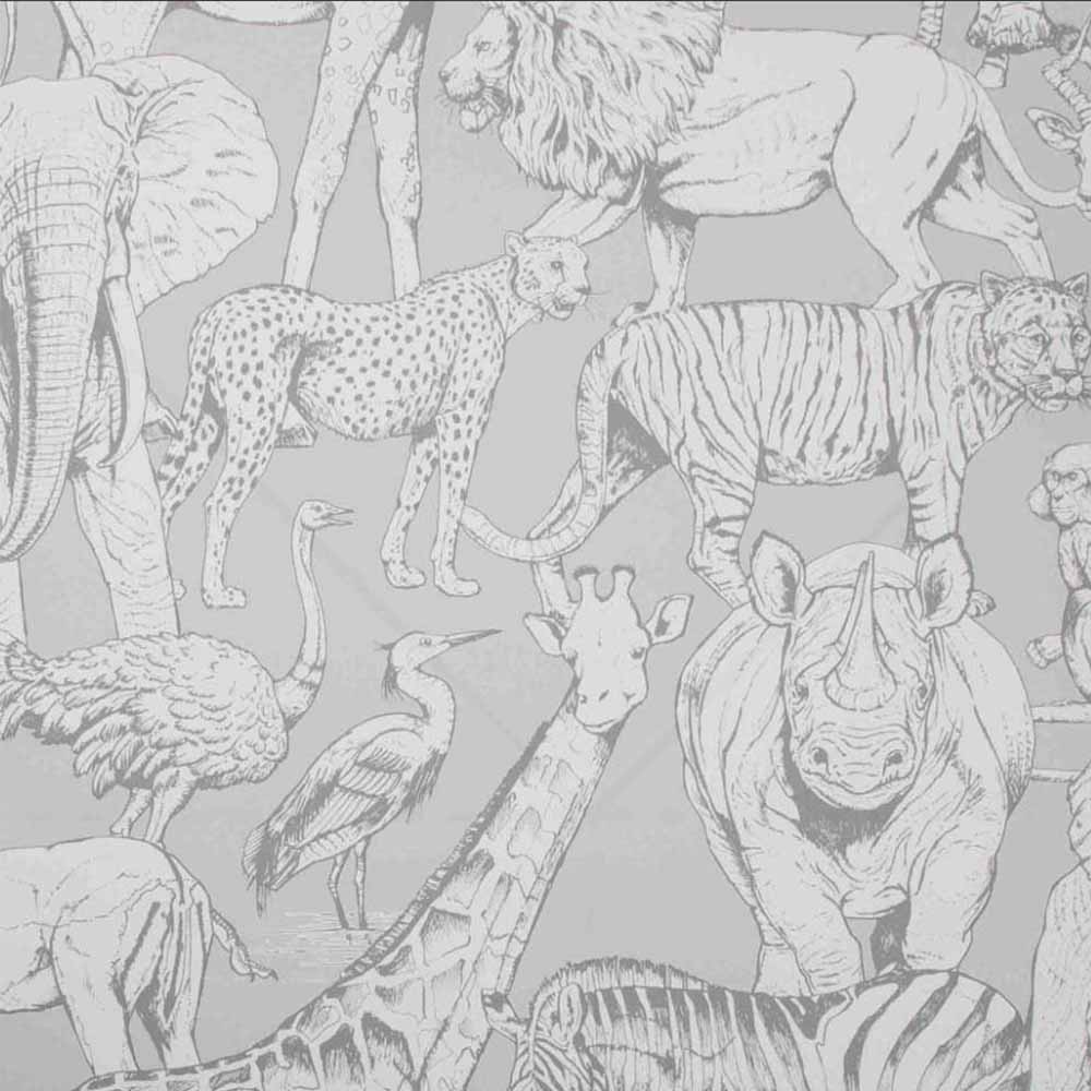 Superfresco Easy Jungle Animals Grey Wallpaper Image 1