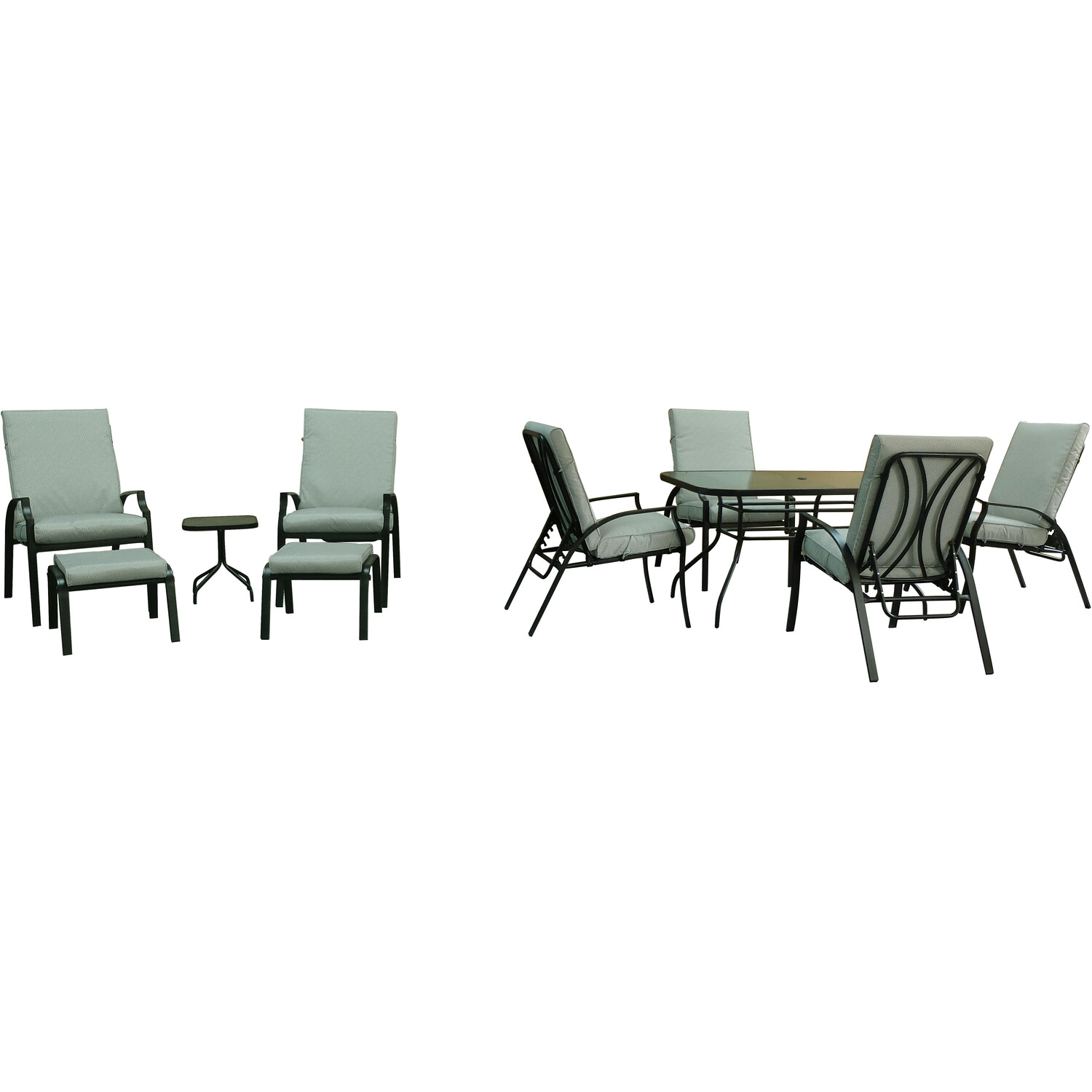 Malay Riviera Polyester Steel 6 Seater Recliner Dining Set Sage Image 3