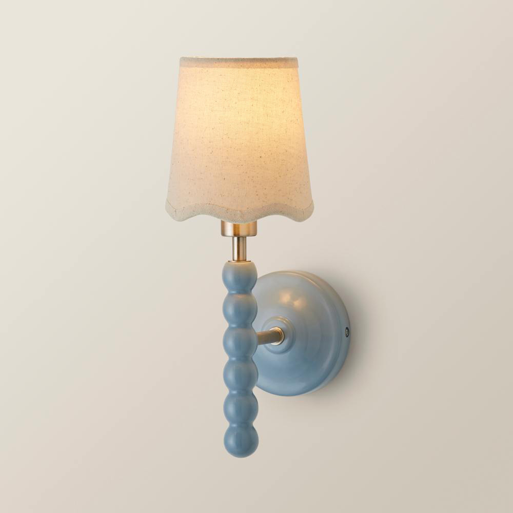 ValueLights Scallop Shade Powder Blue Bobbin LED Wall Light with Bulb 2 Pack Image 4