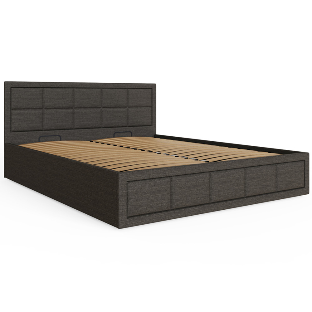 GFW Jamie Double Grey Hopsack Fabric End-Lift Ottoman Bed with Headboard Image 4