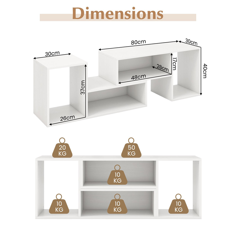 Costway 2 Piece White Modern Multifunctional Console TV Unit Image 9