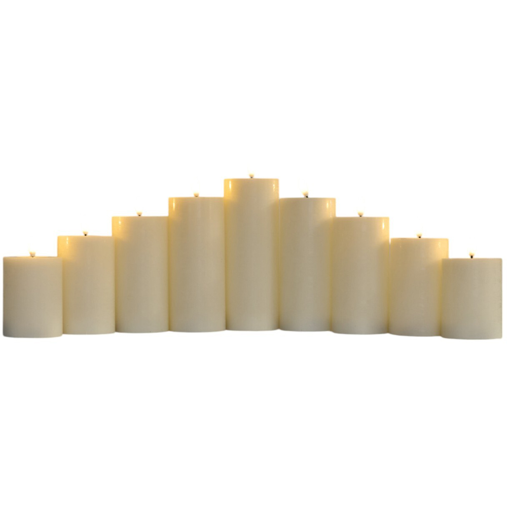 Set of 9 Flat Top LED Candles - White Image 3