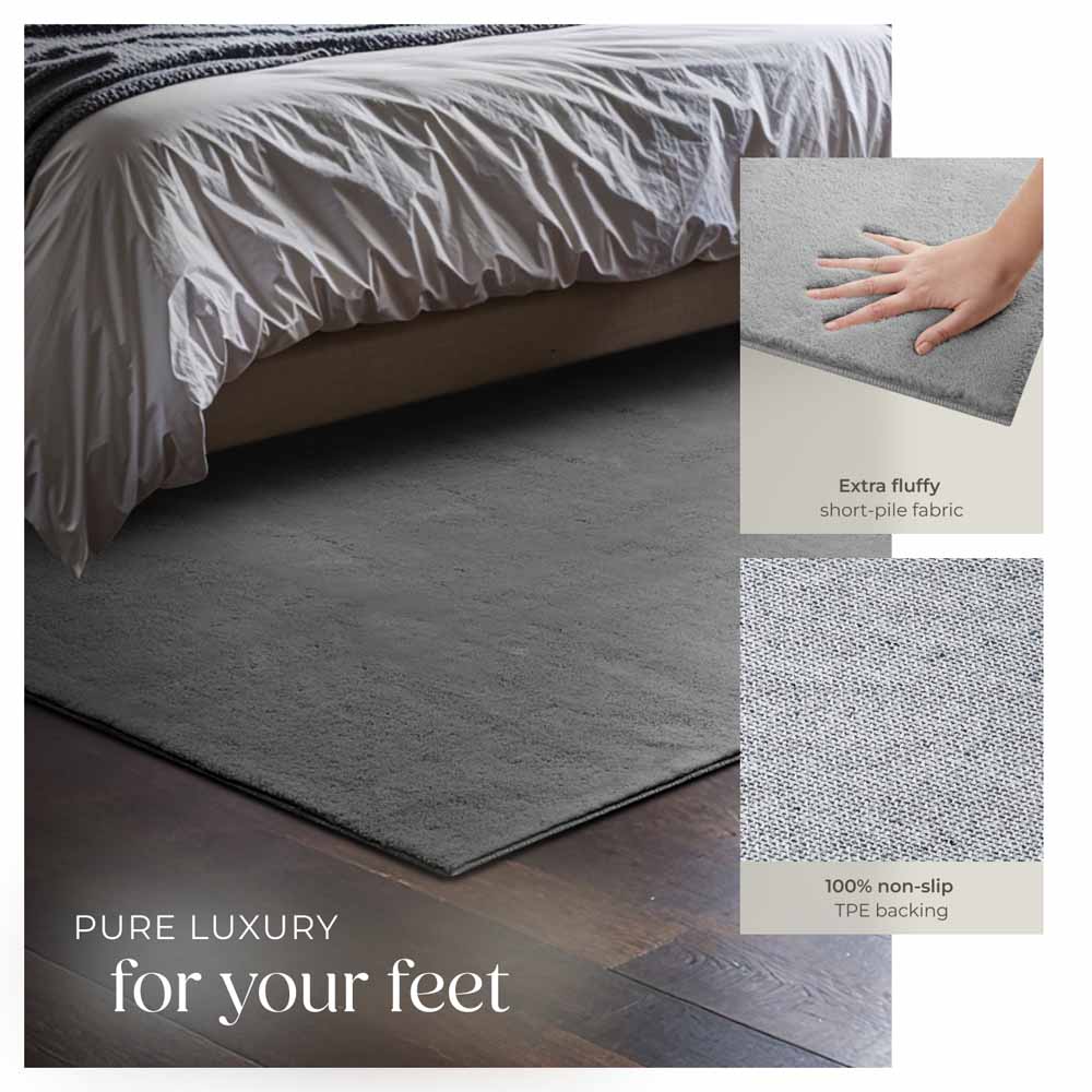 tectake Zonelle Grey Short Pile Ultra Soft Rug 170 x 120cm Image 4