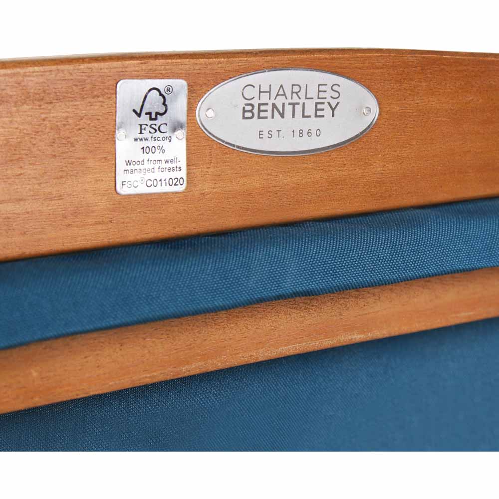 Charles Bentley Eucalyptus Wooden Deck Chair Teal Image 7