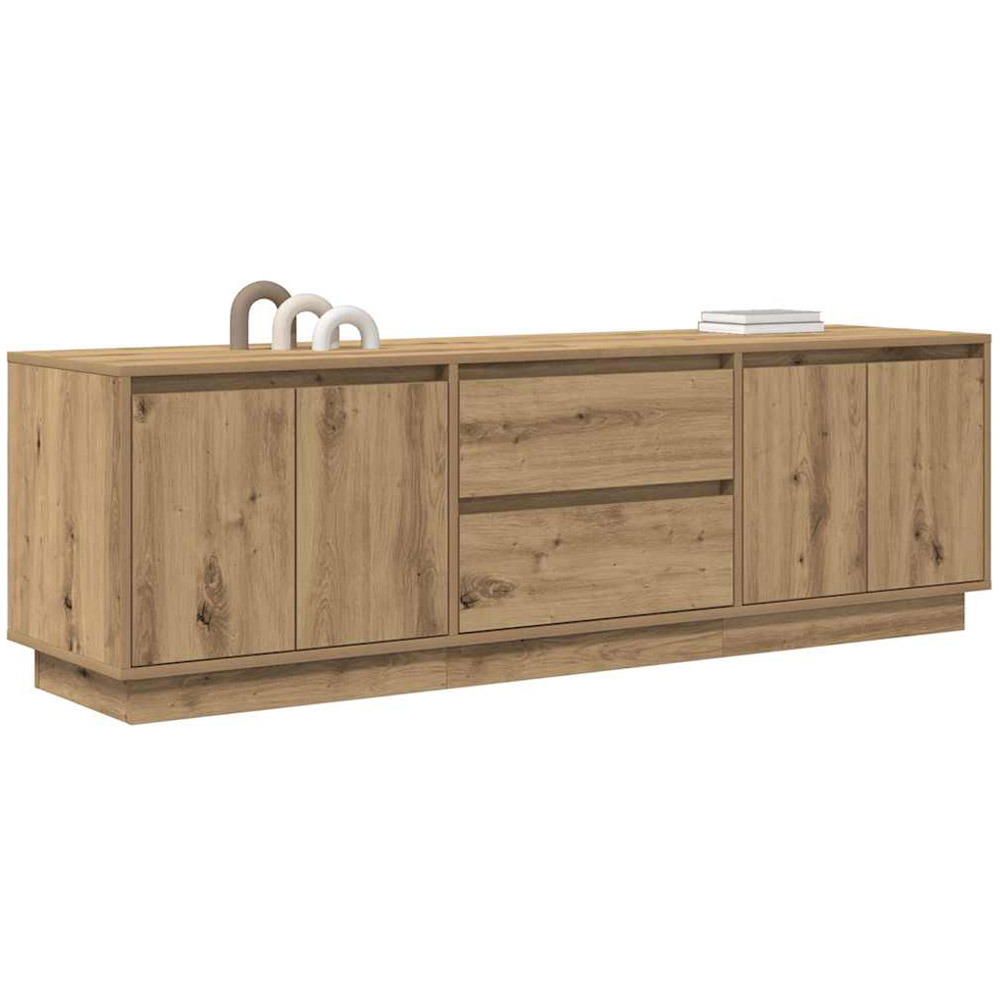 vidaXL 4 Door 2 Drawer Artisan Oak TV Cabinet with LED Light Image 5