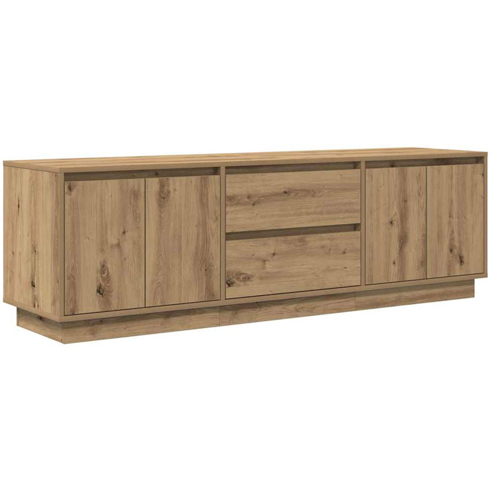 vidaXL 4 Door 2 Drawer Artisan Oak TV Cabinet with LED Light Image 3