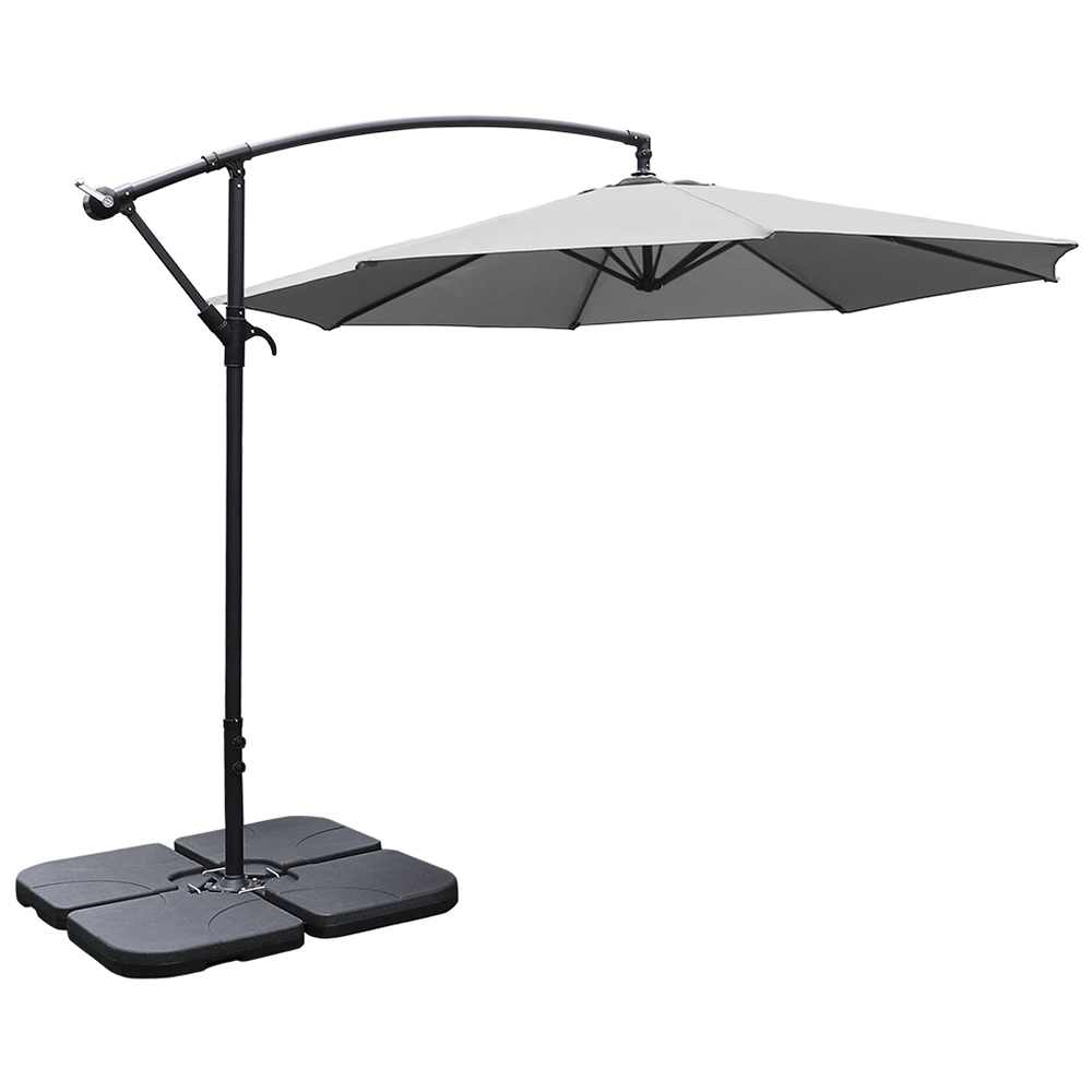 Living and Home Light Grey Cantilever Parasol with Square Base 3m Image 1