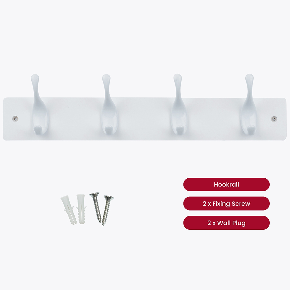 Headbourne White 4 Hook Coat Rail Image 3