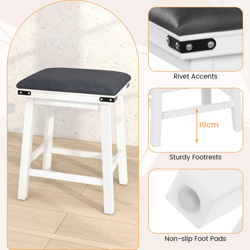Costway White PU Leather Bar Stool Set of 2 Image 7