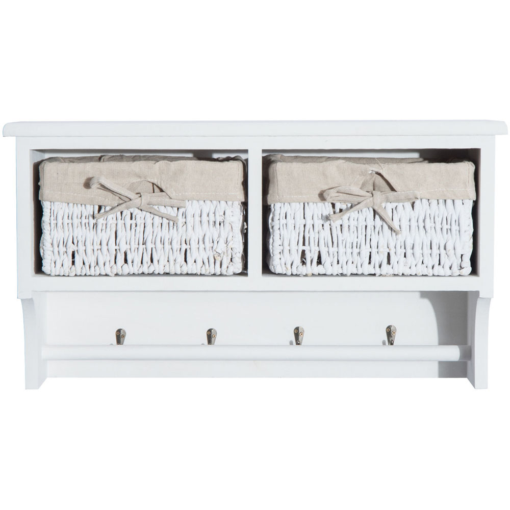 White Storage Unit with 2 Baskets Wilko