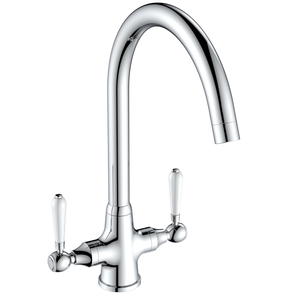 Reginox Elbe CH II Polished Chrome Dual Lever Kitchen Tap Image 1