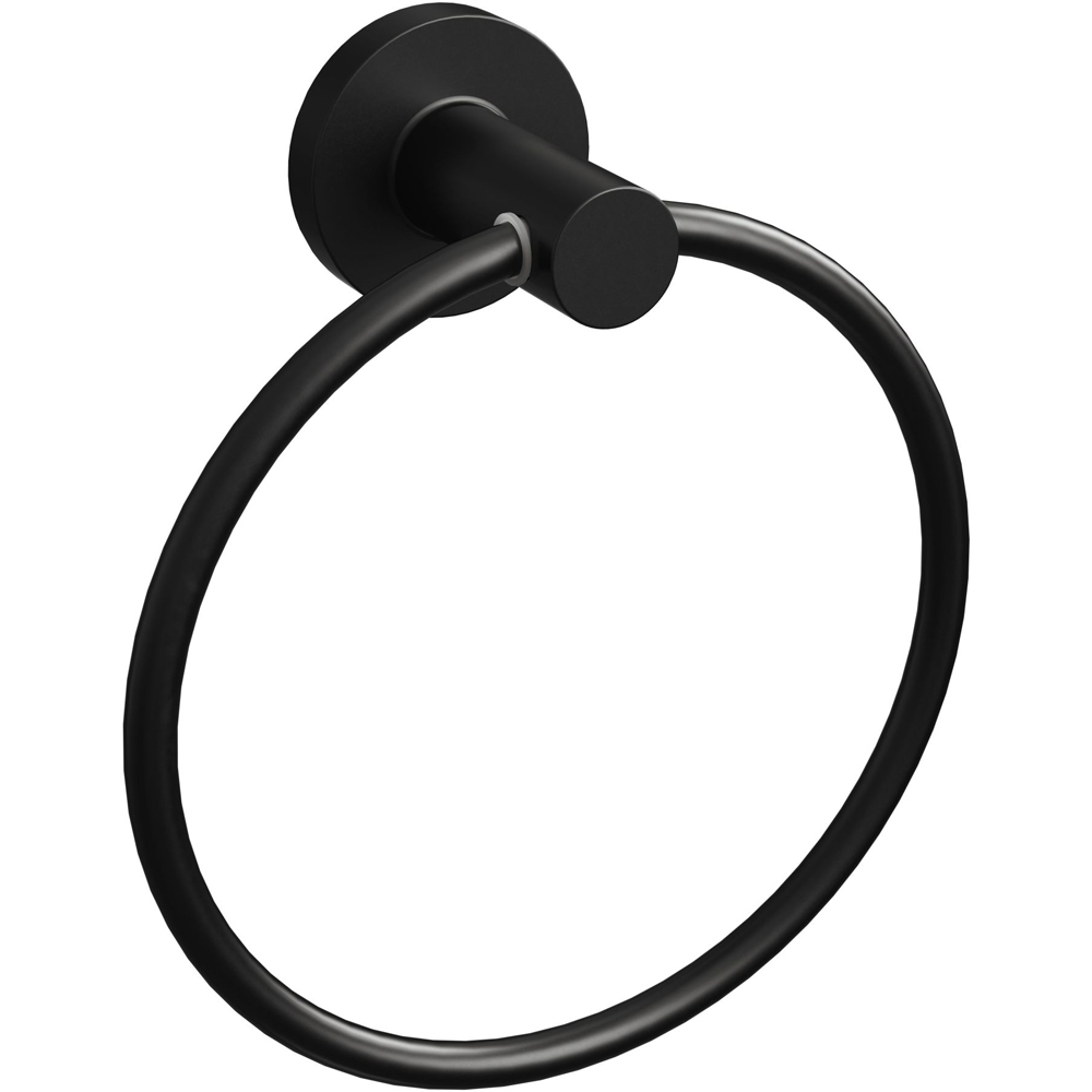 Rothley Matt Black Round Towel Ring 155mm Image 1