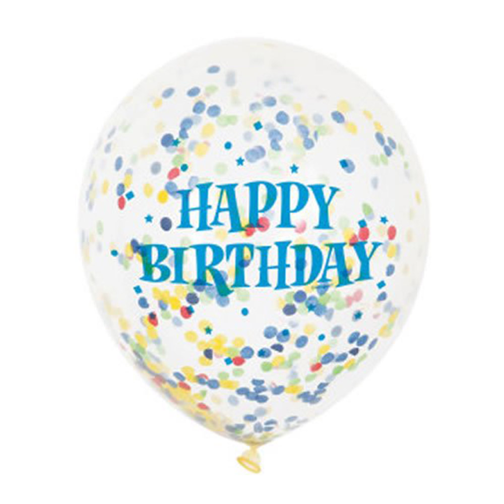 Wilko Happy Birthday Confetti Balloons 6 pack Image 4