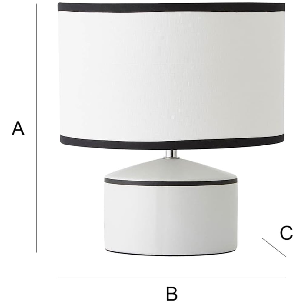 ValueLights Julia Black Trim Ceramic Table Lamp with Linen Shade and Bulb Image 7