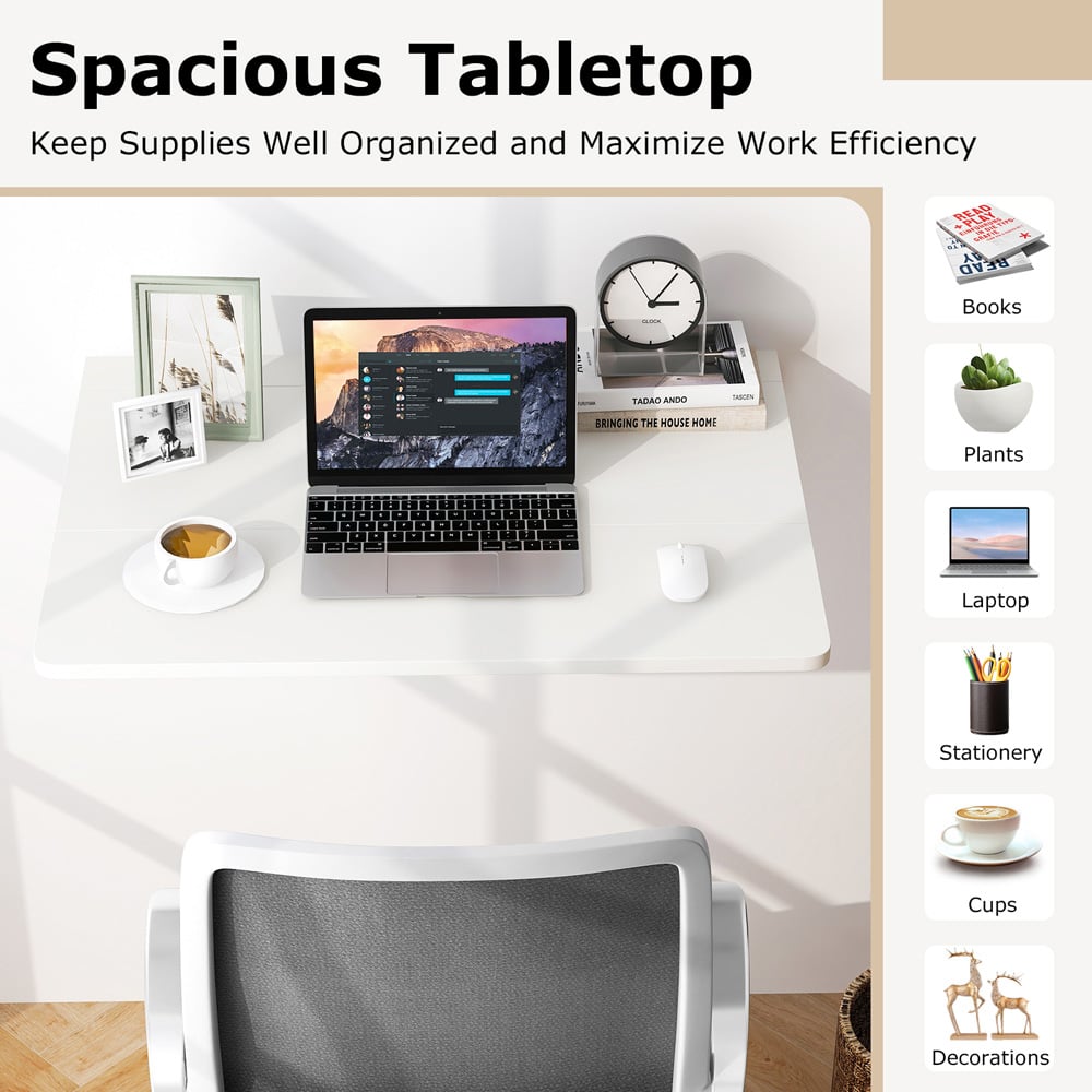 Costway Wall Mounted Drop-Leaf Folding Desk White Image 5