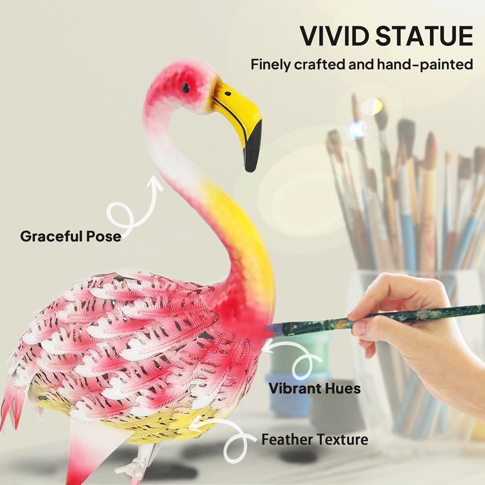 Outsunny Pink Metal Flamingo Garden Ornament with Stake Image 8