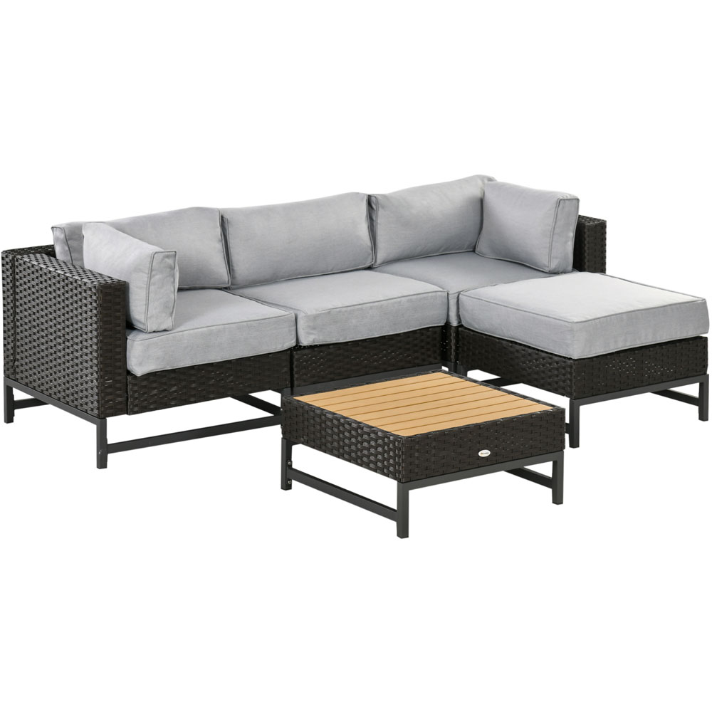 Outsunny 4 Seater Brown Rattan Corner Lounge Set Image 2