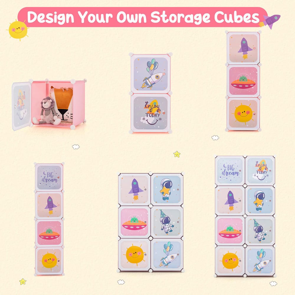 Costway Pink 8 Cube Baby Closet Organiser Image 5