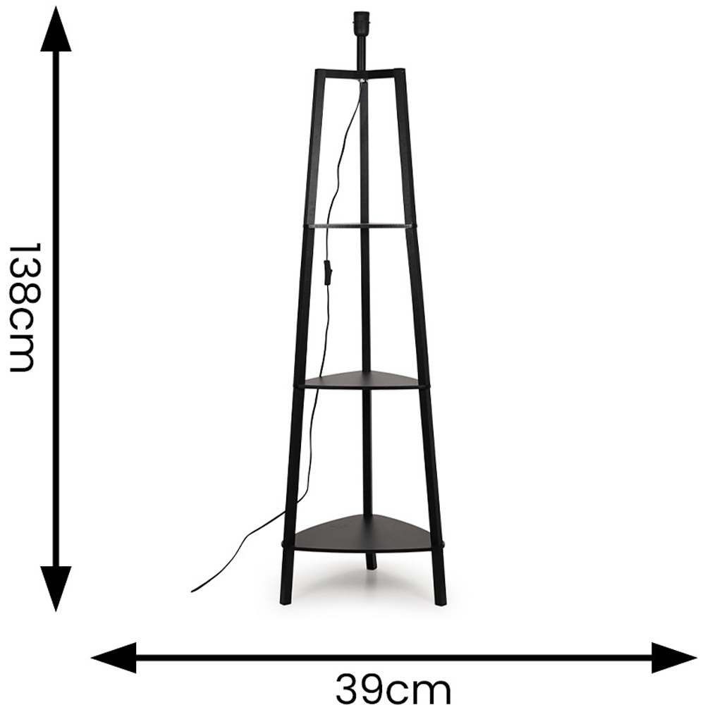 ValueLights Hiru 3 Shelf Black Floor Lamp Base Image 4