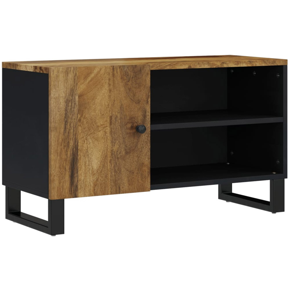 vidaXL Single Door 2 Open Shelf Honey Brown Solid Wood Mango TV Cabinet Image 2