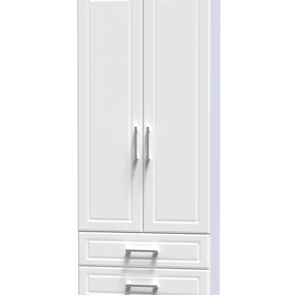 Crowndale Kent Ready Assembled 2 Door 2 Drawer White Ash and Modern Oak Wardrobe Image 2