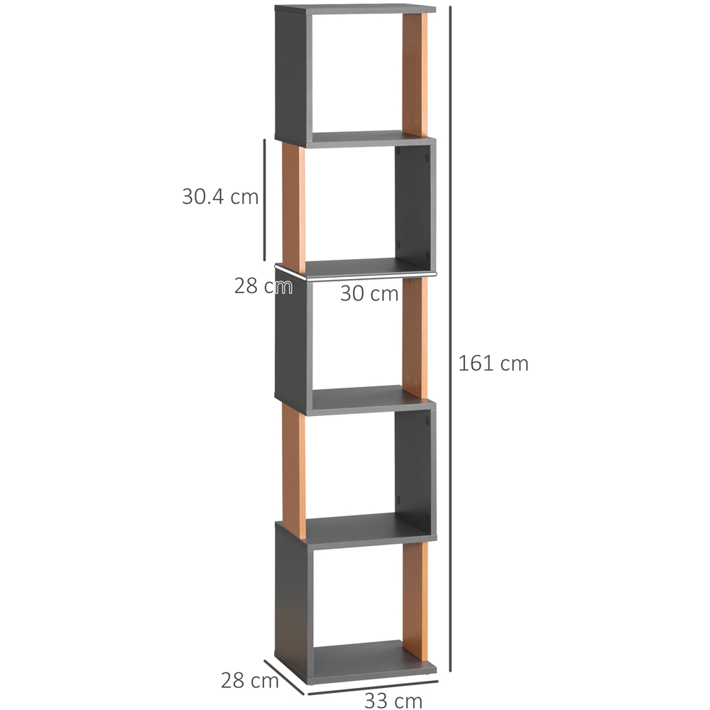 Portland 5 Shelf Dark Grey Bookcase Image 8