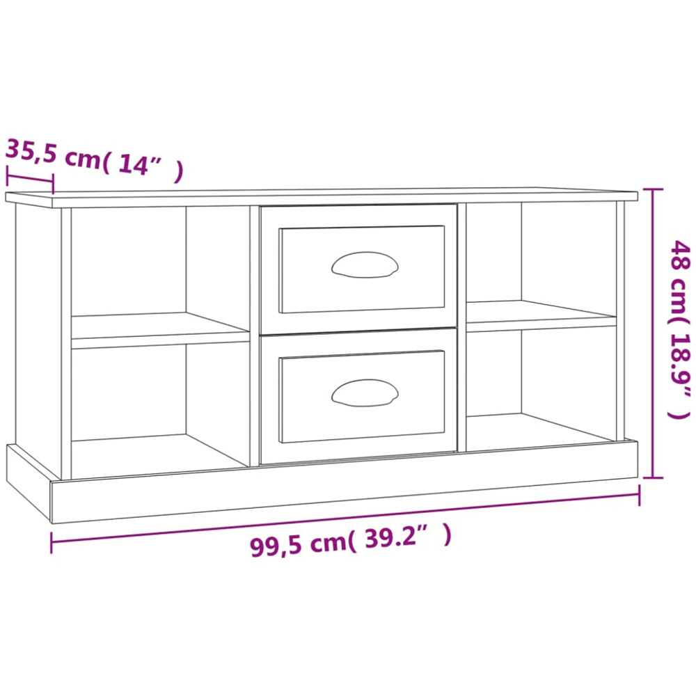 vidaXL 2 Drawer 4 Open Shelf Smoked Oak TV Cabinet Image 9