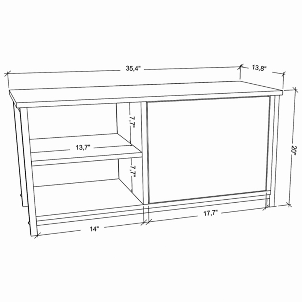 Decorotika Muskegon Single Door and 2 Open Shelf White and Anthracite TV Unit Image 7