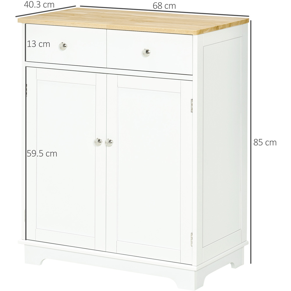 HOMCOM 2 Door 2 Drawer White Kitchen Cabinet Image 8