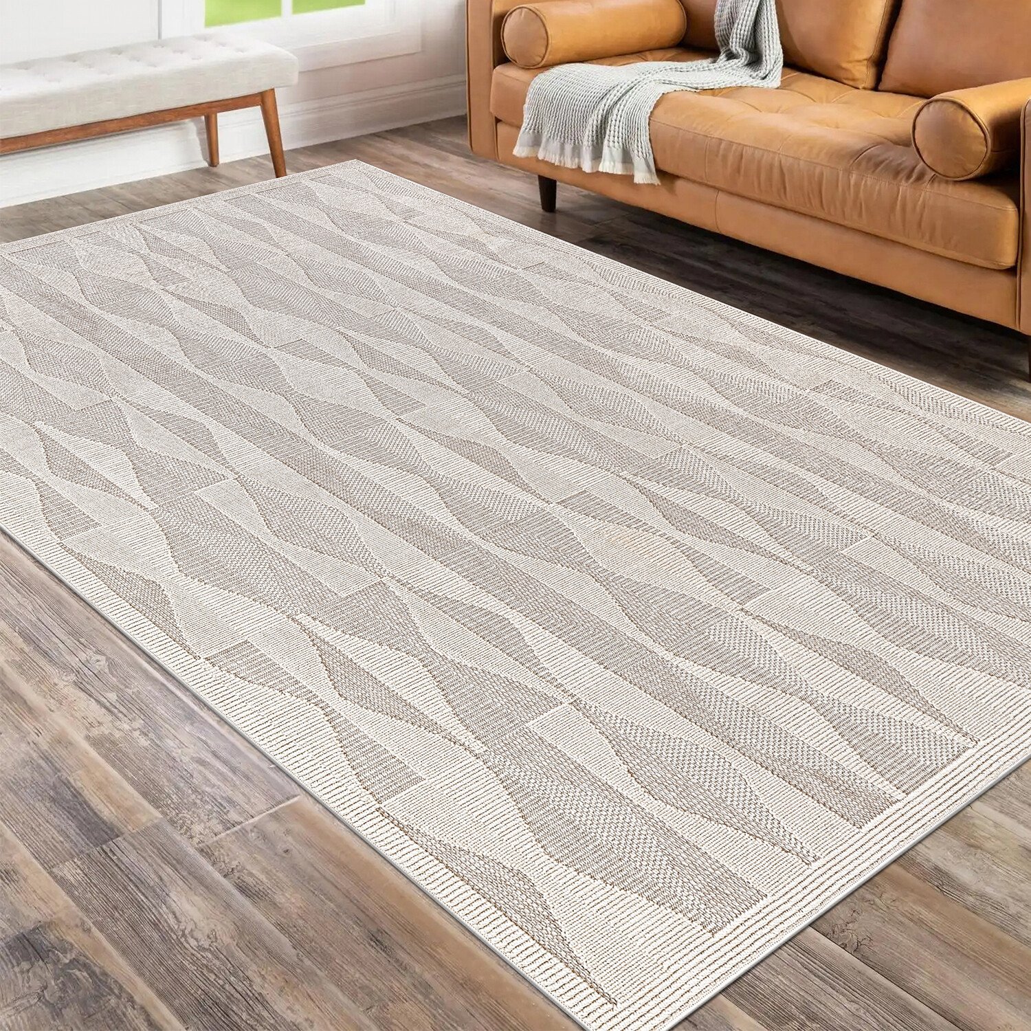 Ohio Geometric Indoor Outdoor Rug - Neutral / 160cm Image 2