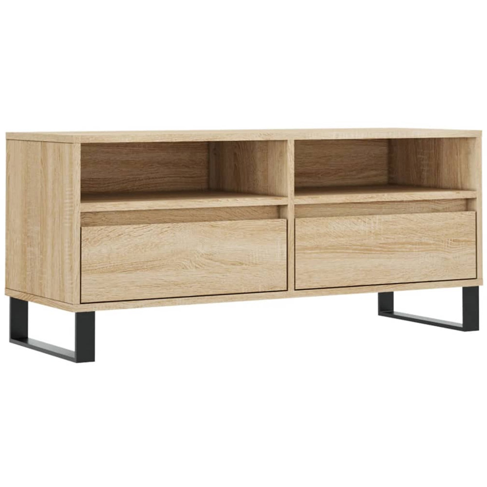 vidaXL 6 Open Shelf White TV Cabinet with Black Legs Image 2