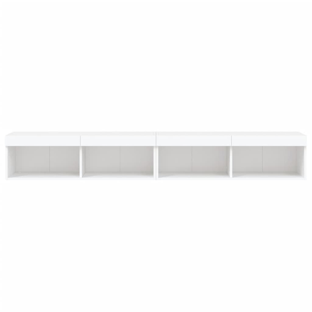 vidaXL 2 Shelf White Wall Mounted LED TV Cabinet Set of 2 Image 4